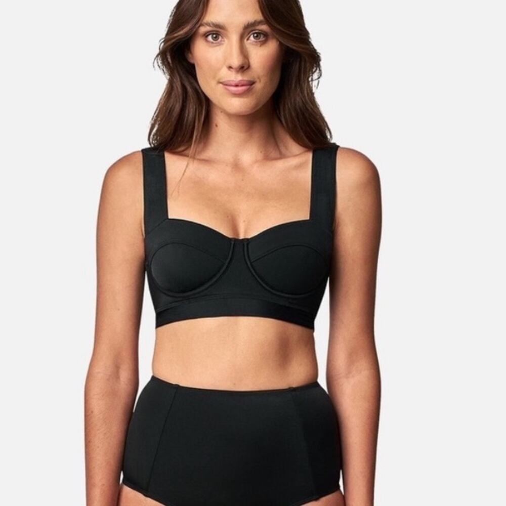 NWT Une Piece Black Bustier Balconette Bikini Top black‎  14